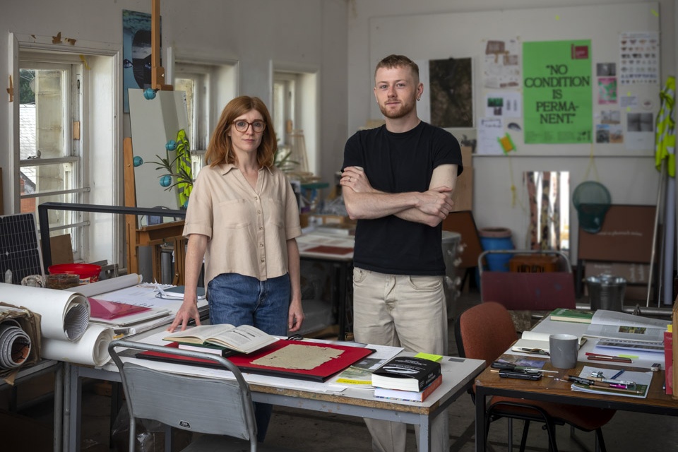 Photo: Dewi Tannatt Lloyd Two people standing in a workshop